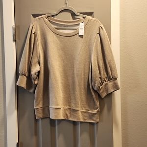 New XL Oatmeal colored sweatshirt/blouse from Loft Outlet
